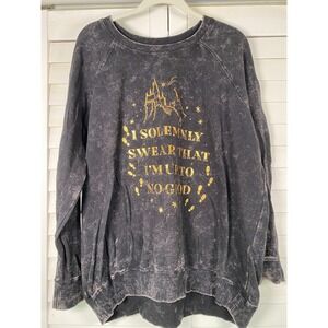 NEW HARRY POTTER SOLEMNLY BLACK GOLD MINERAL SWEATSHIRT THIN SOFT FLEECE TOP| 2X